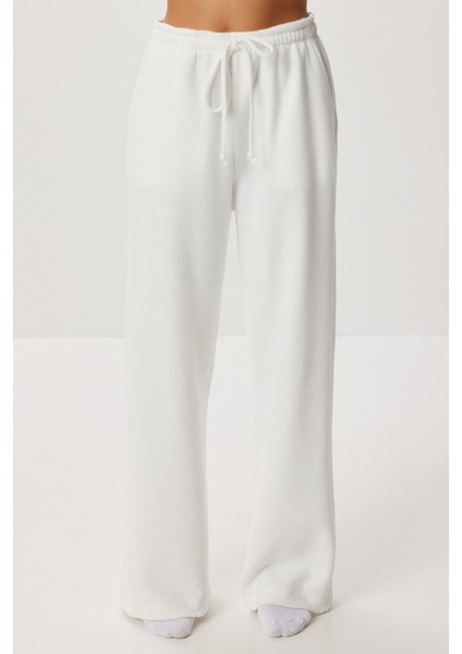 Çok Yumuşak Dokulu Selanik Eşofman Altı LUB0063 Kırık Beyaz modelleri