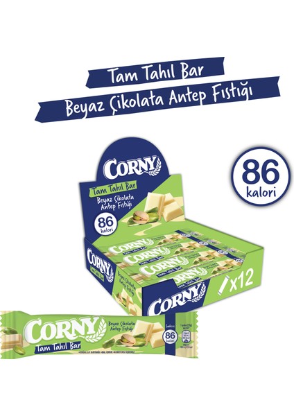 Tam Tahıl Bar Beyaz Çikolata Antep Fıstığı 20G x 12 Adet