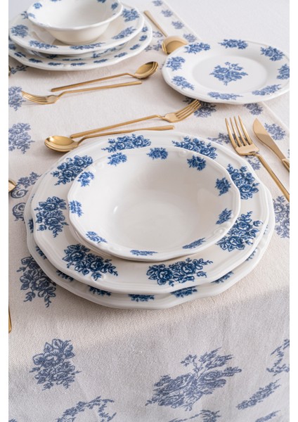Vintage Flowers Blue 15 cm 6’lı Porselen Çorba Kasesi Seti modelleri