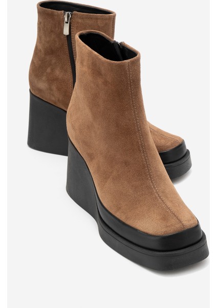 Lıvıa Taba Süet Hakiki Deri Kadın Dolgu Topuklu Bot