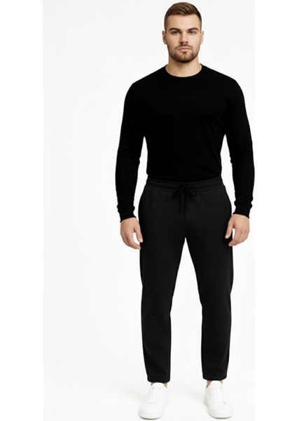 Erkek Siyah 3 Iplik Şardonlu Eşofman ALTI-P2019