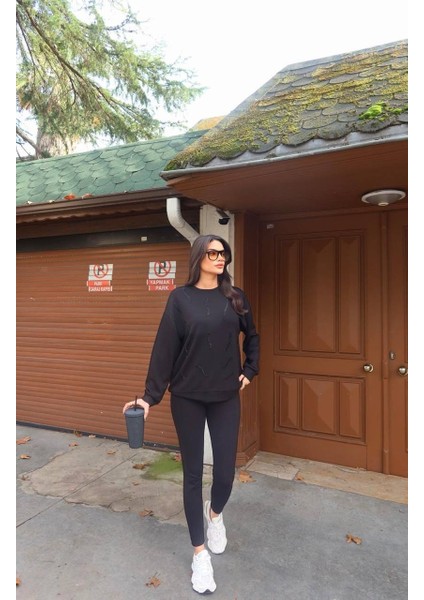 Günlük Uzun Kollu Bisiklet Yaka Basic Bluz/sweatshirt