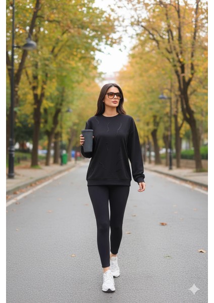 Günlük Uzun Kollu Bisiklet Yaka Basic Bluz/sweatshirt