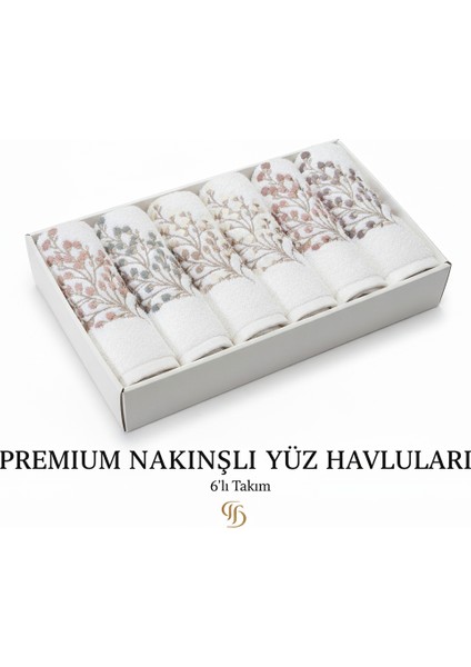 6'lı Lüks Nakış Işlemeli Havlu Seti | Çağla Yeşili Bej Beyaz Pembe Tonları (Misafir/yüz Havlusu) fiyatları