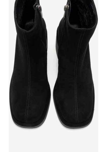 Junae Siyah Süet Hakiki Deri Kadın Kalın Topuklu Bot fiyatları