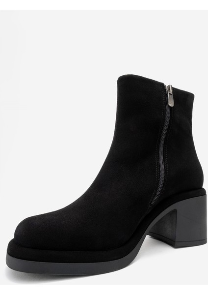 Junae Siyah Süet Hakiki Deri Kadın Kalın Topuklu Bot fırsatları