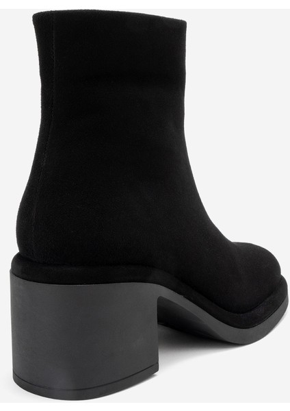 Junae Siyah Süet Hakiki Deri Kadın Kalın Topuklu Bot indirimleri