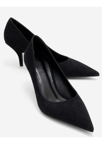 Marcus Siyah Desenli Kadın Topuklu Ayakkabı