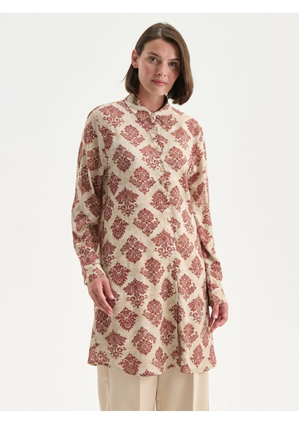 Yeni Sezon Desenli Kadın Gömlek Tunik