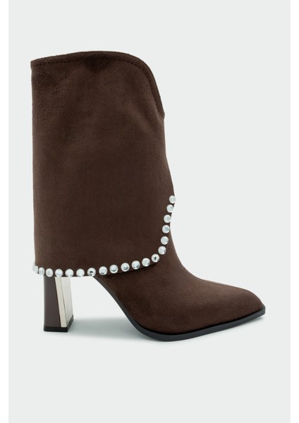 Samira Acı Kahve Süet Taş Detaylı Topuklu Bot indirimleri