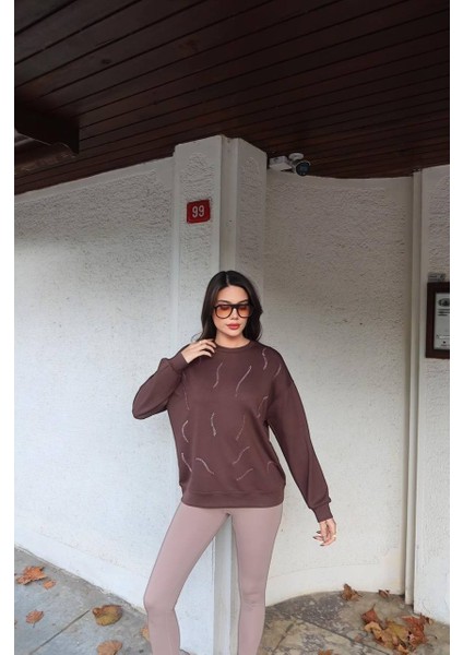 Günlük Uzun Kollu Bisiklet Yaka Basic Bluz/sweatshirt