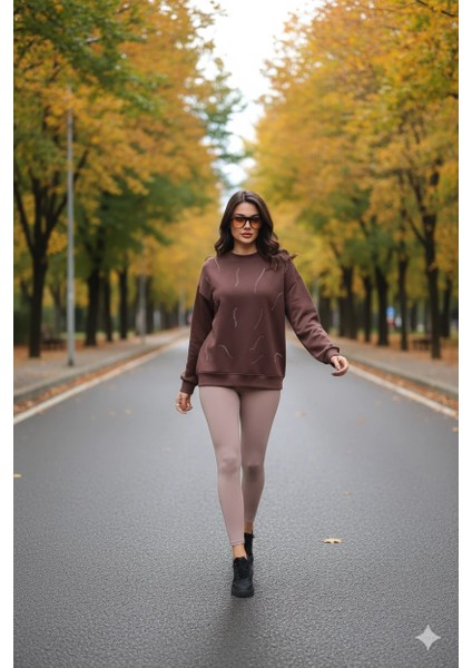 Günlük Uzun Kollu Bisiklet Yaka Basic Bluz/sweatshirt fırsatları