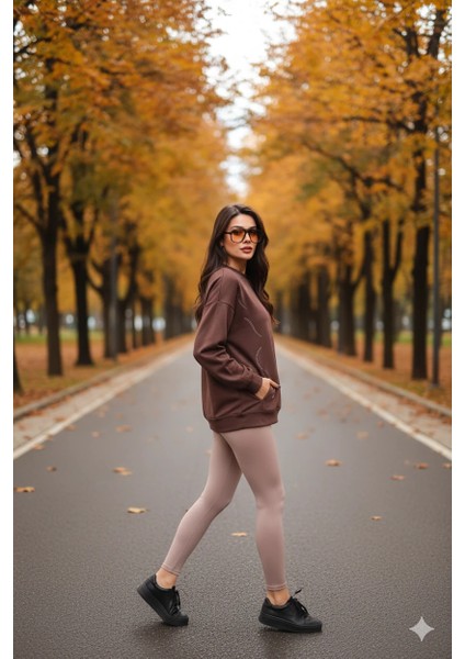 Günlük Uzun Kollu Bisiklet Yaka Basic Bluz/sweatshirt