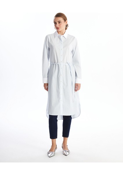 Yeni Sezon Çizgili Oversize Kadın Gömlek Tunik