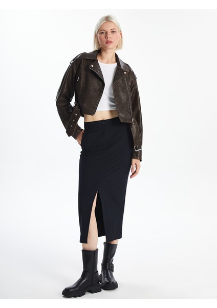 Yeni Sezon Dar Fit Çizgili Kadın Etek