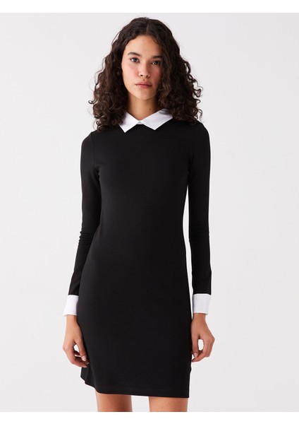 Yeni Sezon Gömlek Yaka Düz Uzun Kollu Elbise fiyatları