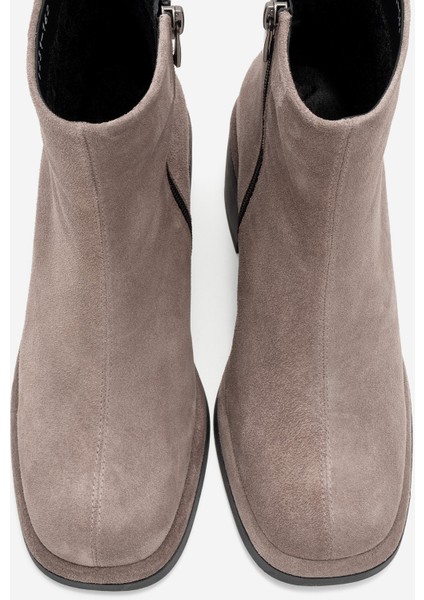 Junae Vizon Süet Hakiki Deri Kadın Kalın Topuklu Bot fiyatları