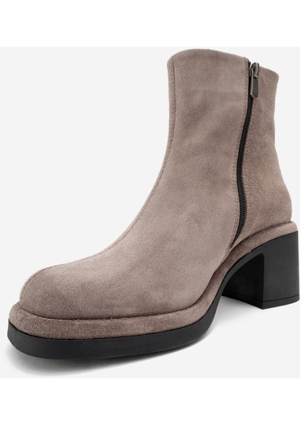 Junae Vizon Süet Hakiki Deri Kadın Kalın Topuklu Bot fırsatları