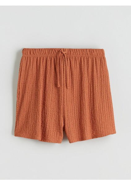 Yeni Sezon Beli Lastikli Dokulu Kadın Şort indirimleri