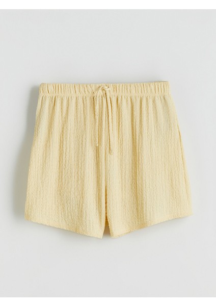 Yeni Sezon Beli Lastikli Dokulu Kadın Şort indirimleri