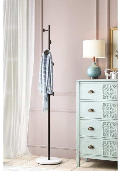 Metal Ayaklı Askılık Elbise Askısı Portmanto (Beyaz-Siyah) modelleri