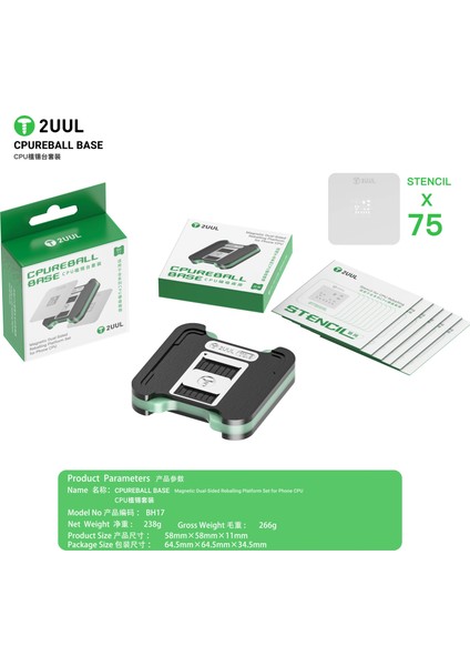 2uul BH17 Cpu Reball Taban Manyetik Çift Taraflı Bga Reballing Platform Seti iPhone / Android Için fırsatları