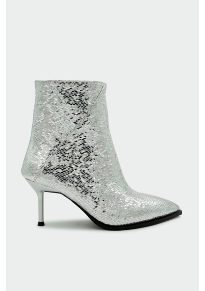 Luis Silver Yılan Desenli Sivri Burun Kadın Bot