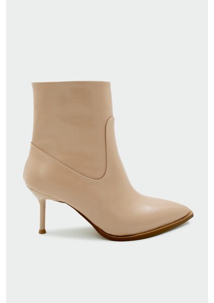 Miyo Nude Deri Sivri Burunlu Topuklu Bot