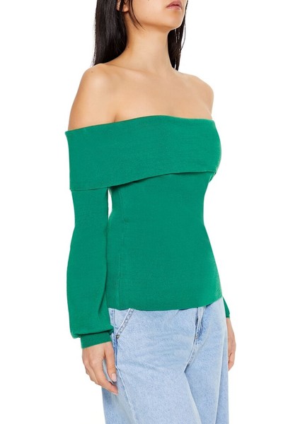 Vücuda Oturan Omuz Açık Kazak