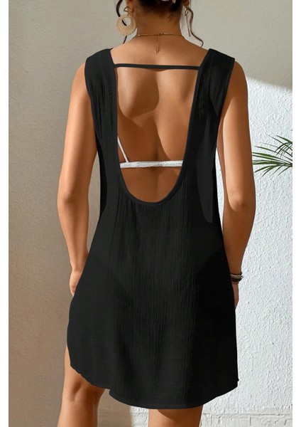 Kadın Siyah Sırt Detaylı Yırtmaçlı Plaj Elbisesi Pareo – Şık, Rahat ve 4 Mevsim Kullanıma Uygun modelleri