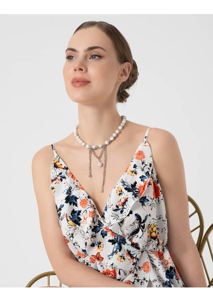 Havlit Taşlı Zincir Detaylı Kolye