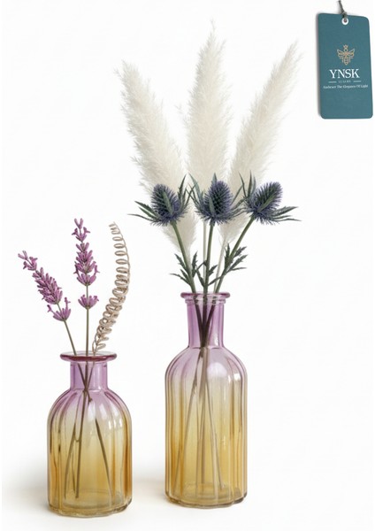 Hyggeglow| 2 'li Minimalist Dekor Çok Renkli Cam Vazo