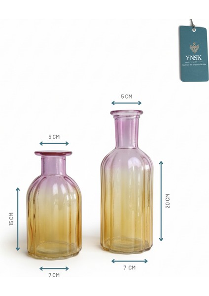 Hyggeglow| 2 'li Minimalist Dekor Çok Renkli Cam Vazo indirimleri