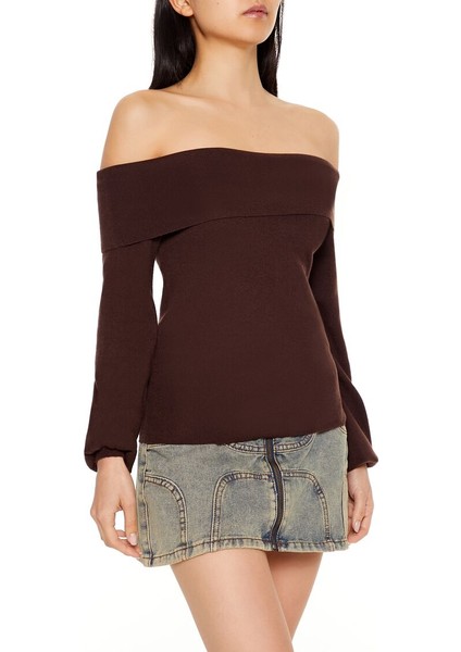 Vücuda Oturan Omuz Açık Kazak