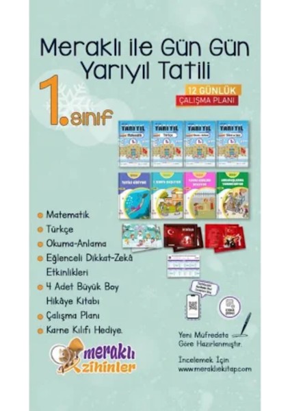 1. Sınıf Gün Gün Yarıyıl Tatil Seti (Karnekılıfı Hediyeli)