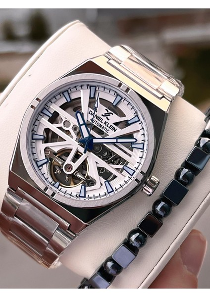 Otomatik Mehtap ve Güneş Kadranlı Bileklik Hediyeli 3 Atm Erkek Kol Saat FDK.14268.K1