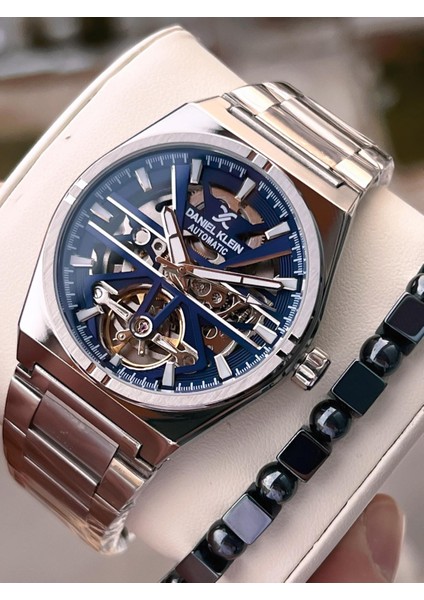 Otomatik Mehtap ve Güneş Kadranlı Bileklik Hediyeli 3 Atm Erkek Kol Saat FDK.14268.K4