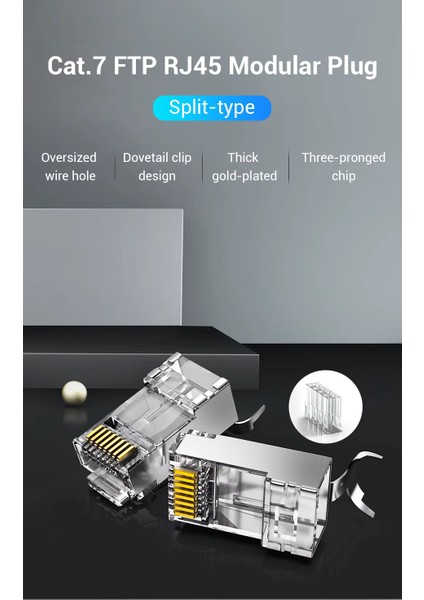 70 Adet Yeni Nesil Ez Delikli Cat7 Yüksek Performanslı Altın Kaplama RJ45 8P8C Cat7 Konnektör Stp Jak Utp Ethernet Konnektörü fırsatları