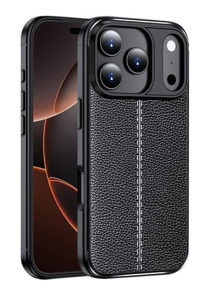 iPhone 17 Pro Max Deri Hissiyatlı Dikiş Detaylı Firo Silikon Kılıf