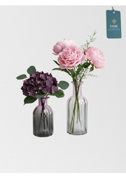 Fjordhue | 2 'li Minimalist Dekor Çok Renkli Cam Vazo