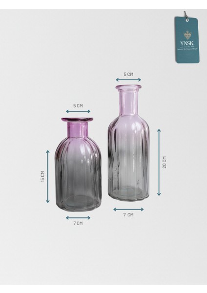 Fjordhue | 2 'li Minimalist Dekor Çok Renkli Cam Vazo