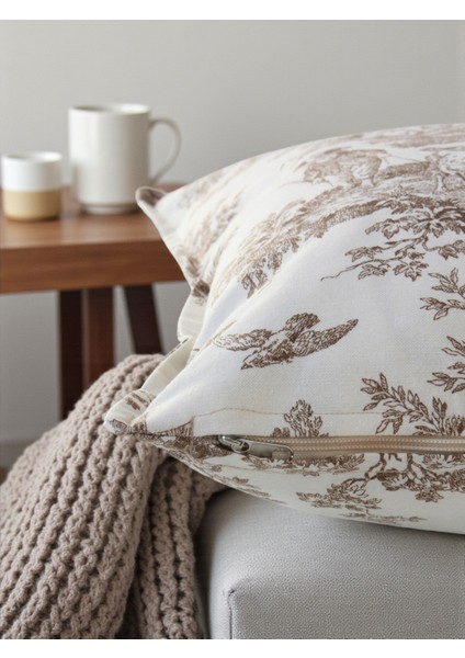 Premium Kırlent Kılıfı Fransız Köylüleri Desenli Kumaş - Vintage ve Şık fiyatları