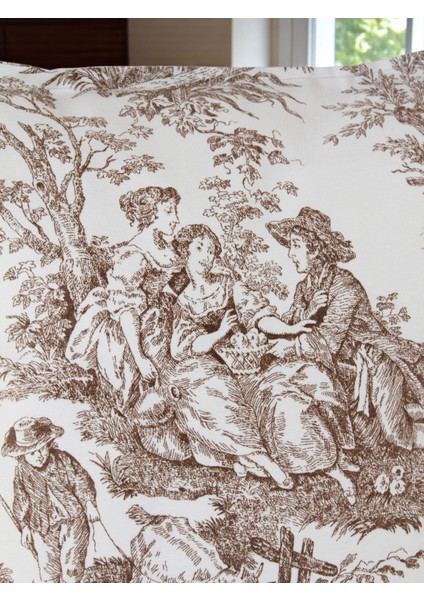 Premium Kırlent Kılıfı Fransız Köylüleri Desenli Kumaş - Vintage ve Şık modelleri