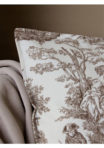 Premium Kırlent Kılıfı Fransız Köylüleri Desenli Kumaş - Vintage ve Şık indirimleri