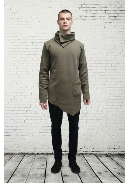 BS-2025-016-ŞAL Yaka Asimetrik Kesim Sweatshirt