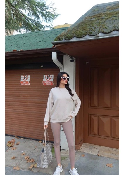 Günlük Uzun Kollu Bisiklet Yaka Basic Bluz/sweatshirt