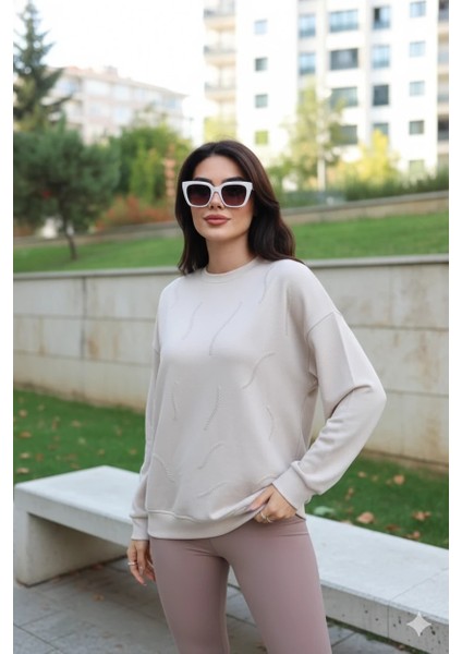 Günlük Uzun Kollu Bisiklet Yaka Basic Bluz/sweatshirt