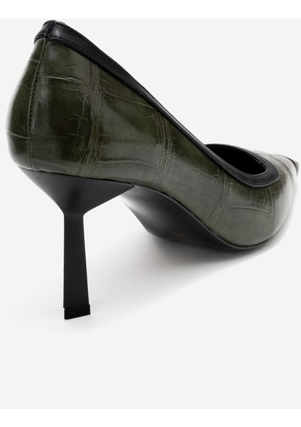 Rona Yeşil Baskı Mat Burunlu Kadın Topuklu Ayakkabı indirimleri