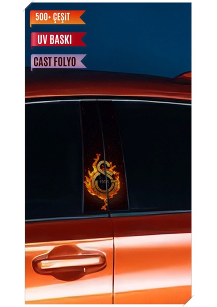 Araç Kapı Direk Kaplama Folyosu Ateş Desenli (Sağ Sol Takım) (2 Adet) - 22X50 cm