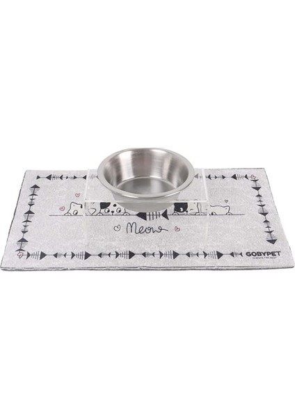 Tekli Seramik Dekoratif Kedi ve Köpek Pleksi Mama & Su Kabı Kedi Paspası